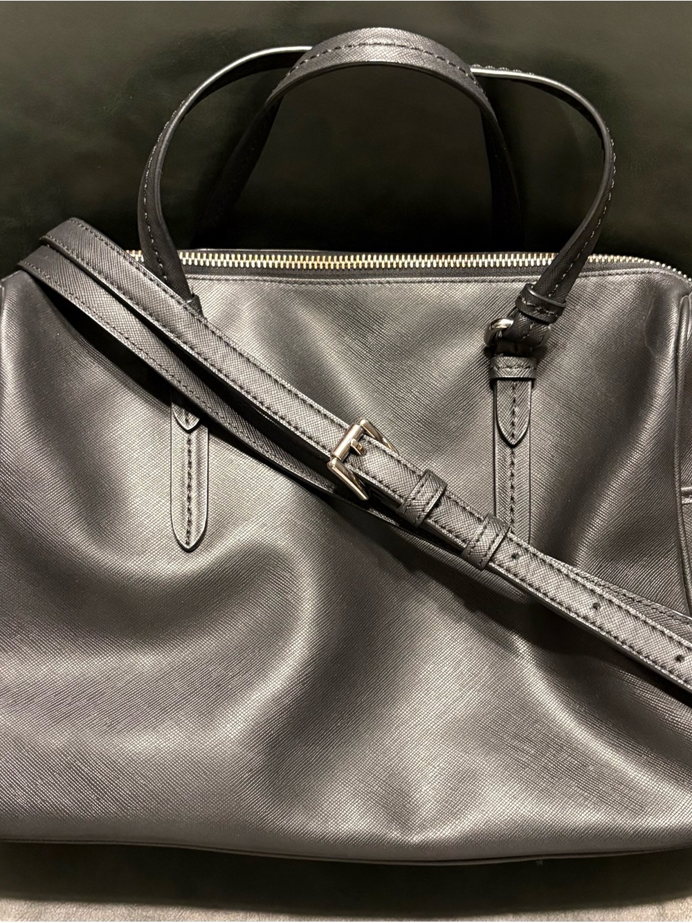 Coach Peyton Black Leather Satchel with Removable Strap - Picture 3 of 7
